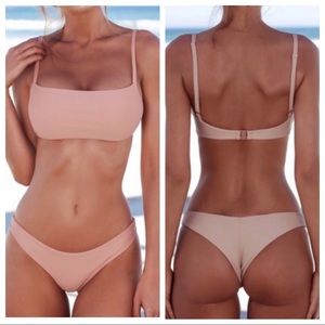 NEW  Sexy Bandage Solid Bikini Set Rose